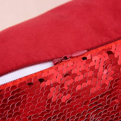 Miniatura 5 de Coeufuedy Fundas de almohada reversibles de lentejuelas de 18 x 18 pulgadas, funda de almohada de lentejuelas de Navidad de color rojo mágico, funda