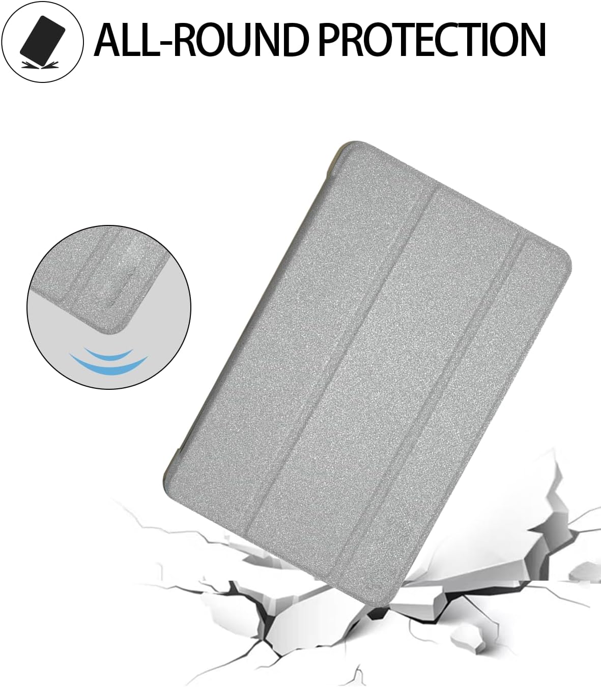 Case for Odea Android 14 A10 Tablet 10 Inch,PU Leather and TPU Stand Cover Ultra Lightweight Slim Shell Stand Cover,Silver