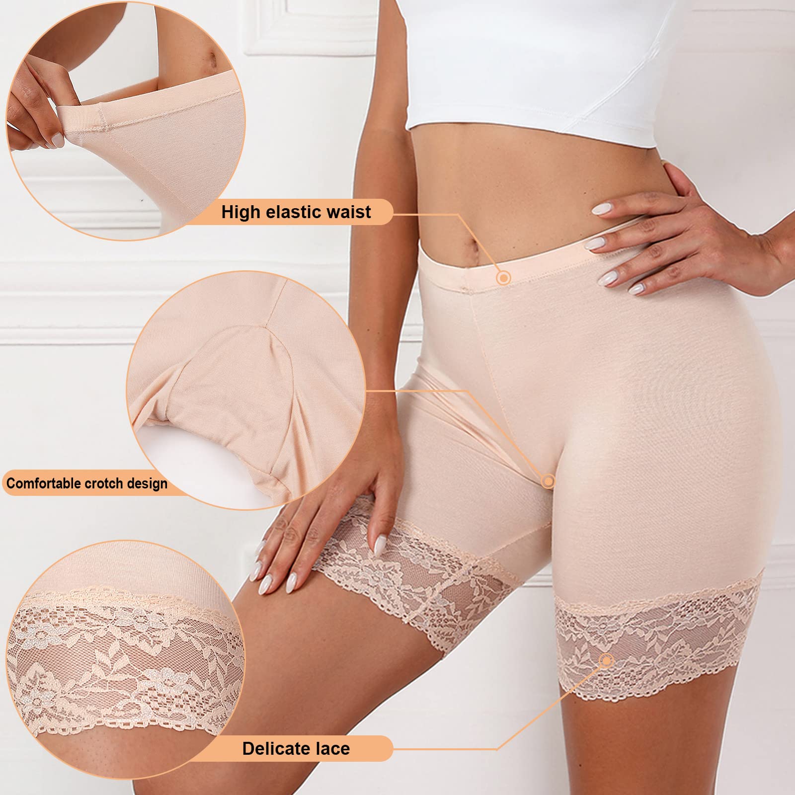 Tuopuda Braga para Mujer Boy Short Hipster con Encaje Largo Boxer Cintura Alta Algodon Shorts Pantalones Deportivas para Running Yoga