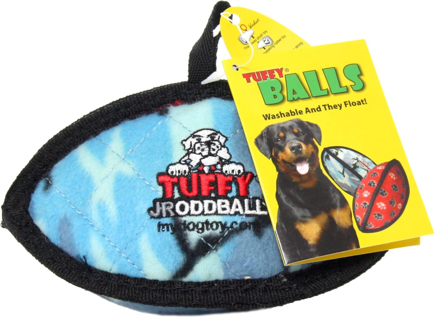 TUFFY - World's Tuffest Soft Dog Toy - Flyers & Odd Balls - Squeakers- Multiple Layers.Made Durable, Strong & Tough(Tug, Toss & Fetch).Machine Washable & Floats (Odd Ball Camo Blue, Jr 2 Pack)
