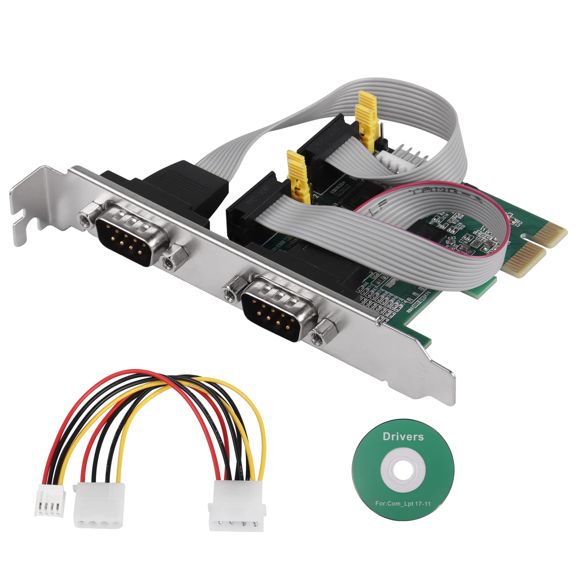 CERRXIAN Carte adaptateur série RS232 PCI Express 2 ports, DB9 Dual Channel PCIe X1 AX99100 pour PC de bureau