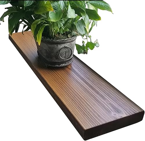 Vista 128 de joelsantiques - Estante rústico y contemporáneo con soportes, pino macizo, hecho a mano en Estados Unidos, 2 pulgadas de grosor x 8 pulgadas de Gris