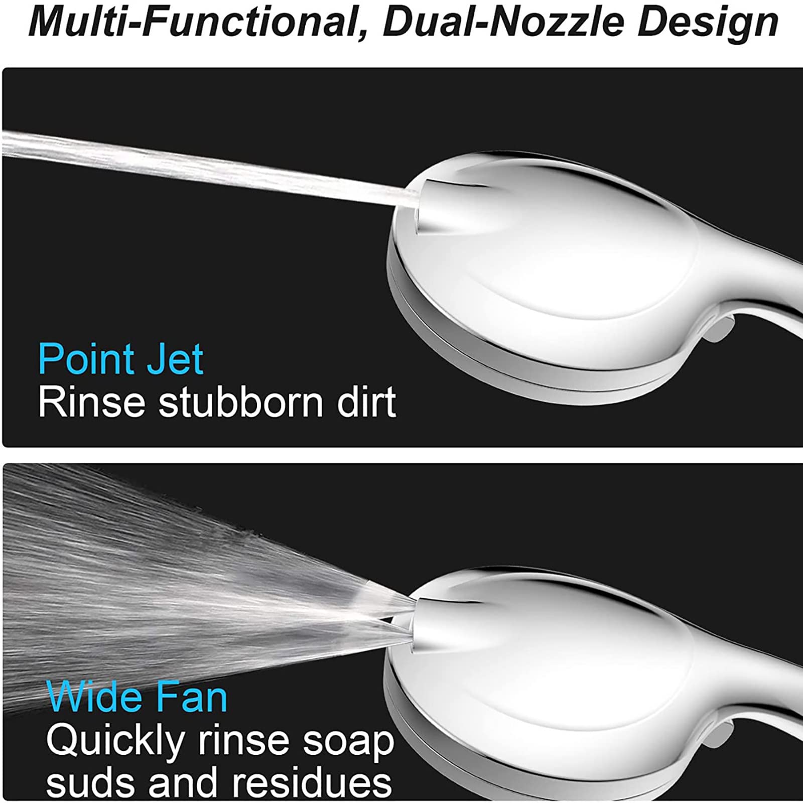 SWHC Filtración Alcachofa Ducha, 10 Modos ABS Alta Presión Antical Alcachofa de Ducha de Mano con Manguera, Soporte, Fácil de Instalar, Cromado G1/2 Ajuste Universal Duchas de Baño Alcachofa