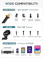 Vista 6 de InnoGear Mic Stand, 6 in 1 Microphone Stand Floor with Tablet Phone Holder Height Adjustable from 30" to 72" Mic Stand Tripod Boom Arm with