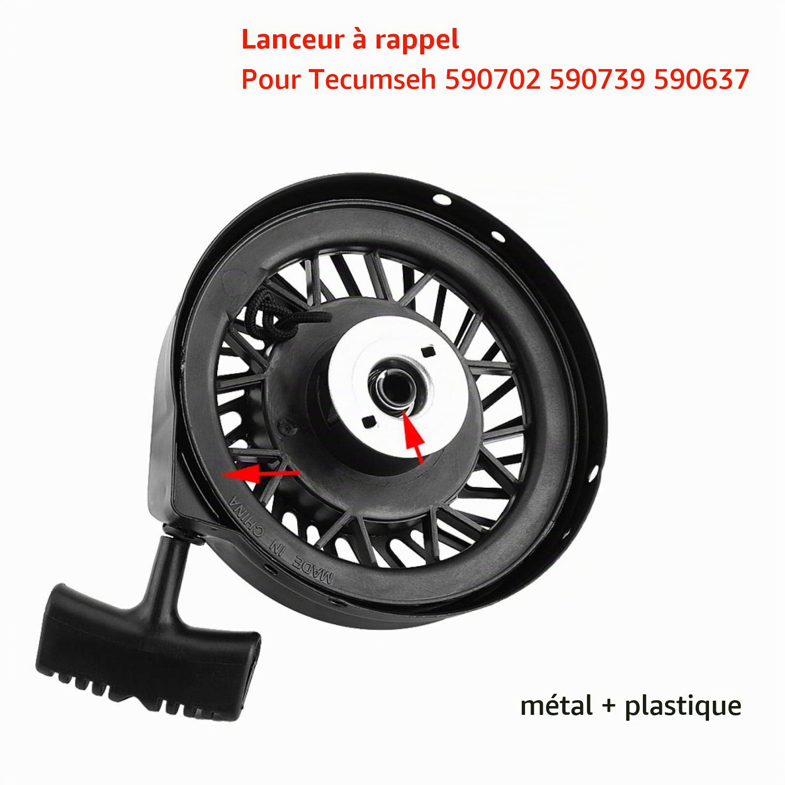 lanceur moteur tecumseh 50 Qiilu lanceur tecumseh 50 Démarreur de recul, ensemble de démarrage de traction de démarreur de recul pour Tecum_seh 590702 590739 590637 LV195EA LEV80 LEV115