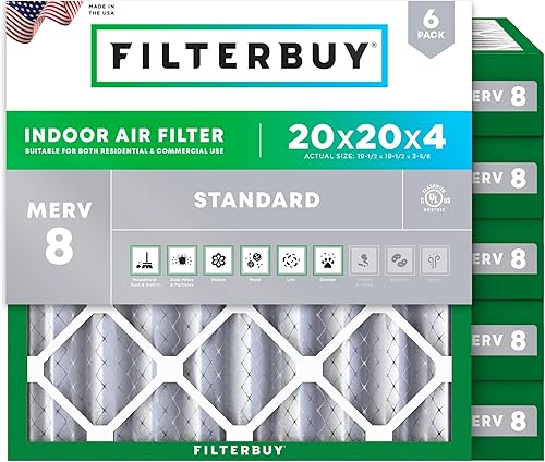 Vista 260 de Filterbuy - Filtro de aire MERV 8 de 17 x 25 x 1 pulgadas, protección contra el polvo (paquete de 6), filtros de aire de repuesto plisados