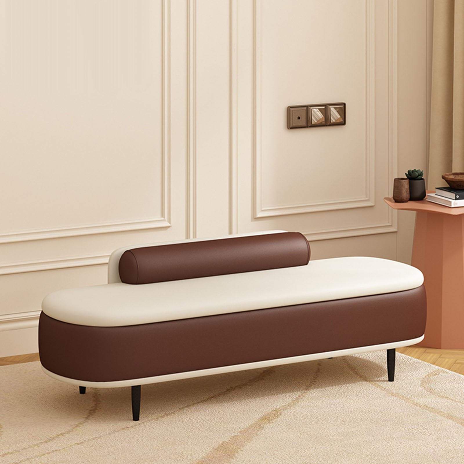 LWJSOCP Stylish Upholstered Shoe Rack Bench with Faux Leather for Entryway Dining Room Hallway and Balcony SpaceSaving Storage (39"x17"x21")