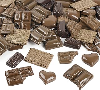60PCS Artificial Chocolate Fake Chocolate Resin Flatback Cabochon Chocolate for Home House Grocery Photography Party Decoration