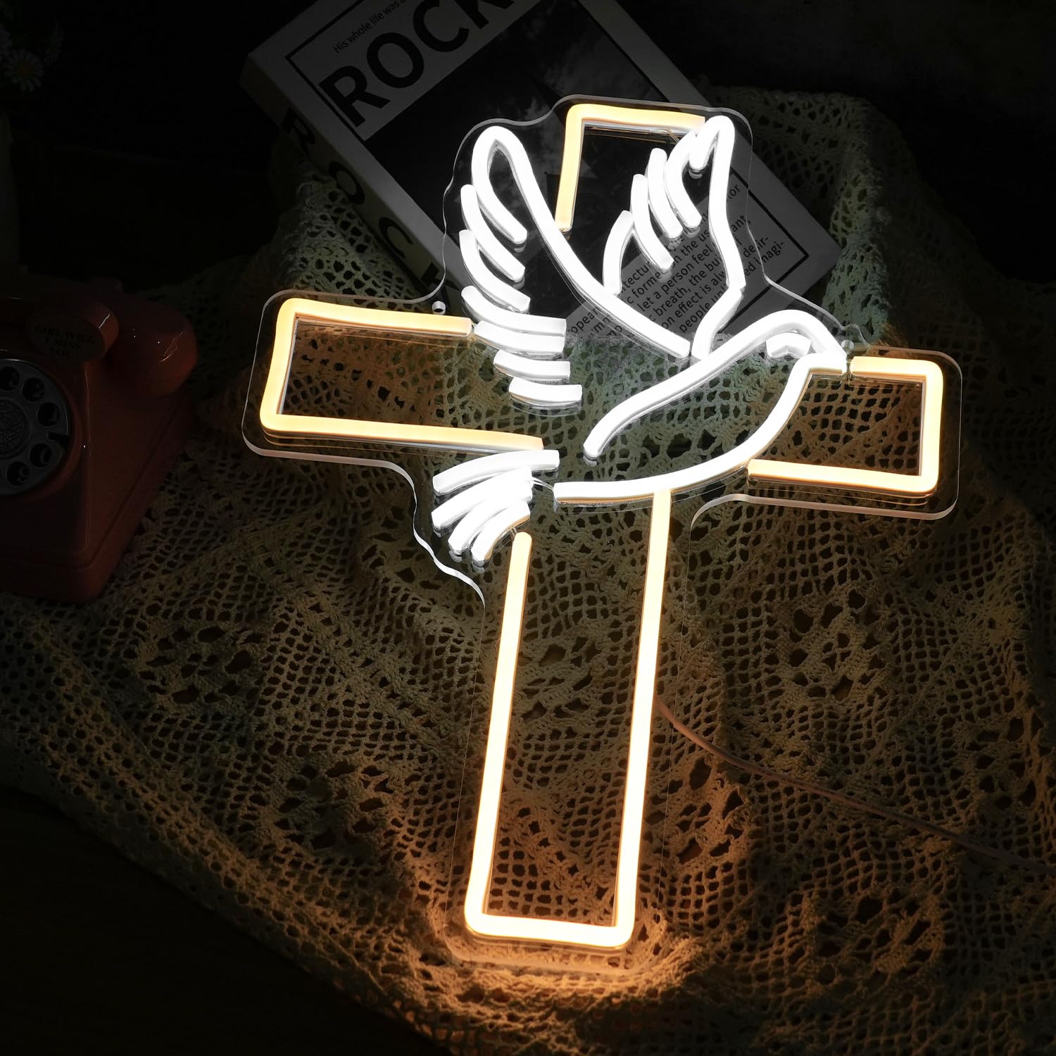 Panneau néon LED à intensité variable pour décoration murale, colombe de la paix, alimentation USB, panneau lumineux pour festival, fête, mariage, décoration d'intérieur