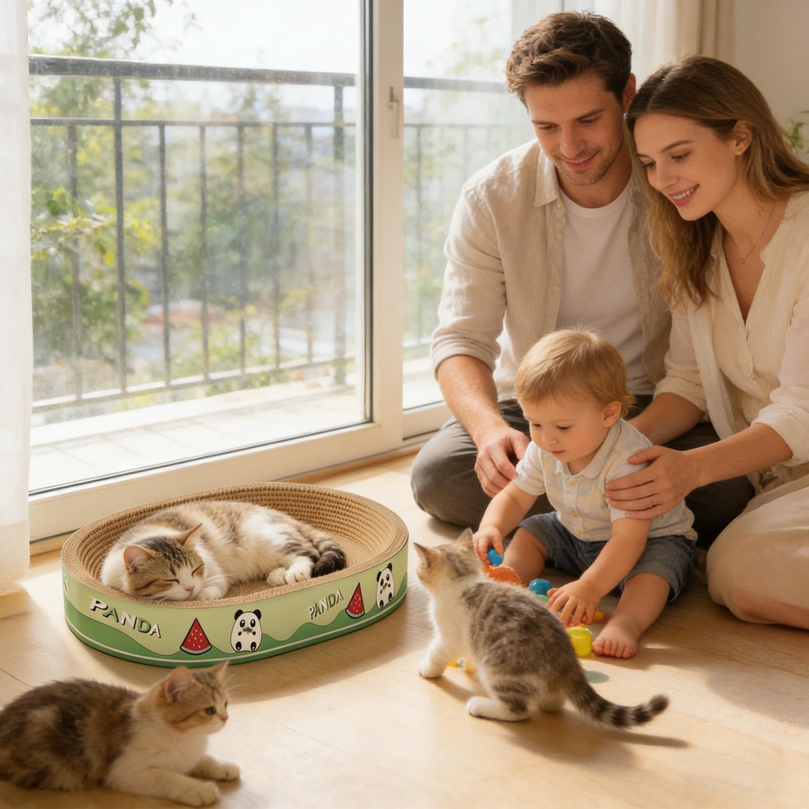 Cama antigarras para gatos, protección segura y masticable para muebles | Lounge Rasffoir para gatos de interior, para salón, dormitorio, esquina, piso, casa, apartamento