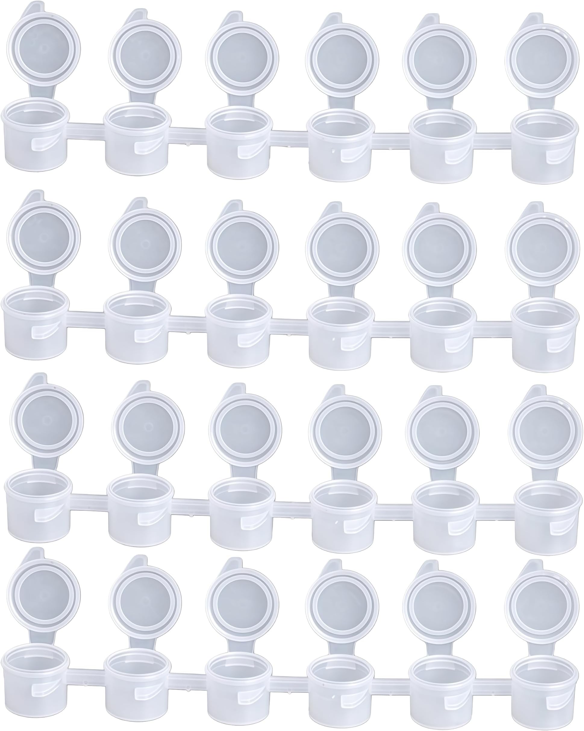 Pavnso 24 Strips 144 Pots Empty Paint Pots, Mini Acrylic Paint Storage Container with Lid Painting Arts, Crafts Supplies for Classrooms Schools Paintings Art Festivals