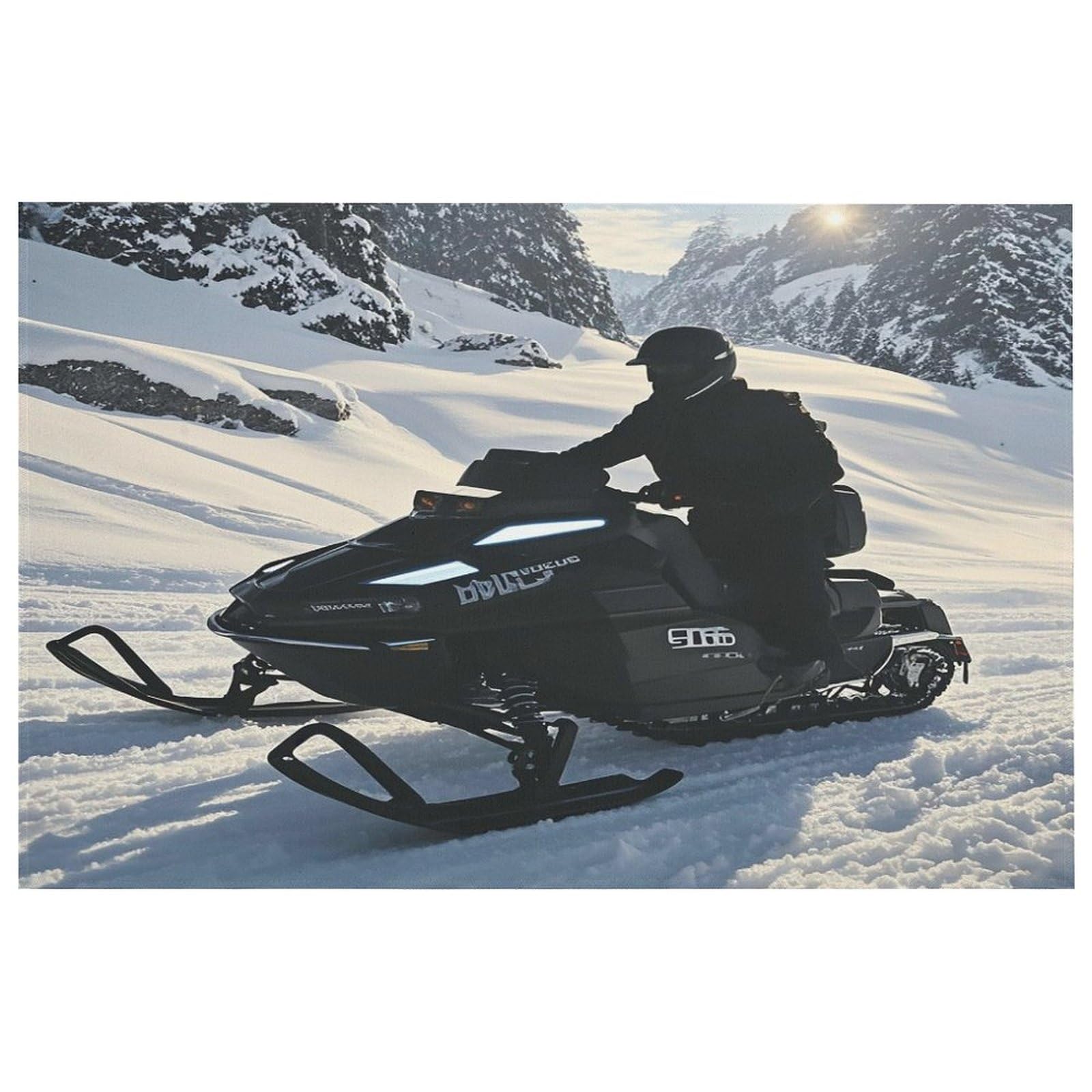 Petit tapis lavable et antidérapant avec motif motoneige pour sol de cuisine