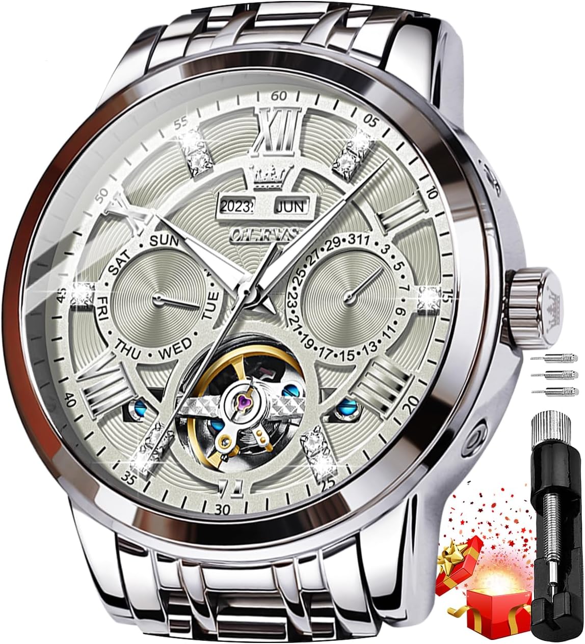 OLEVS Mens Automatic Watch with accessories