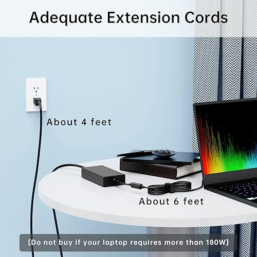 Miniatura 3 de Cargador de 180 W para Acer Predator Helios 300 Gaming Laptop, DONGERDI para Acer ADP-180MB K Cable adaptador de corriente