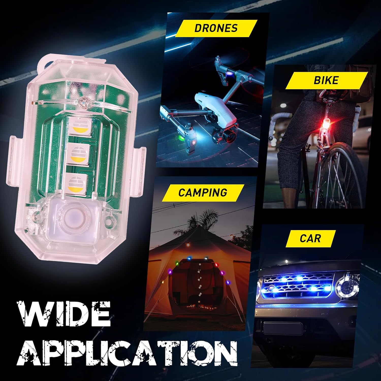 10PCS High Brightness Led Strobe Light with Remote Control, 8Colors Rechargeable LED Lights IP65 Waterproof Anti-Collision Led Emergency Warning Lights for Car Motorcycle Truck Drone Aircraft Bike