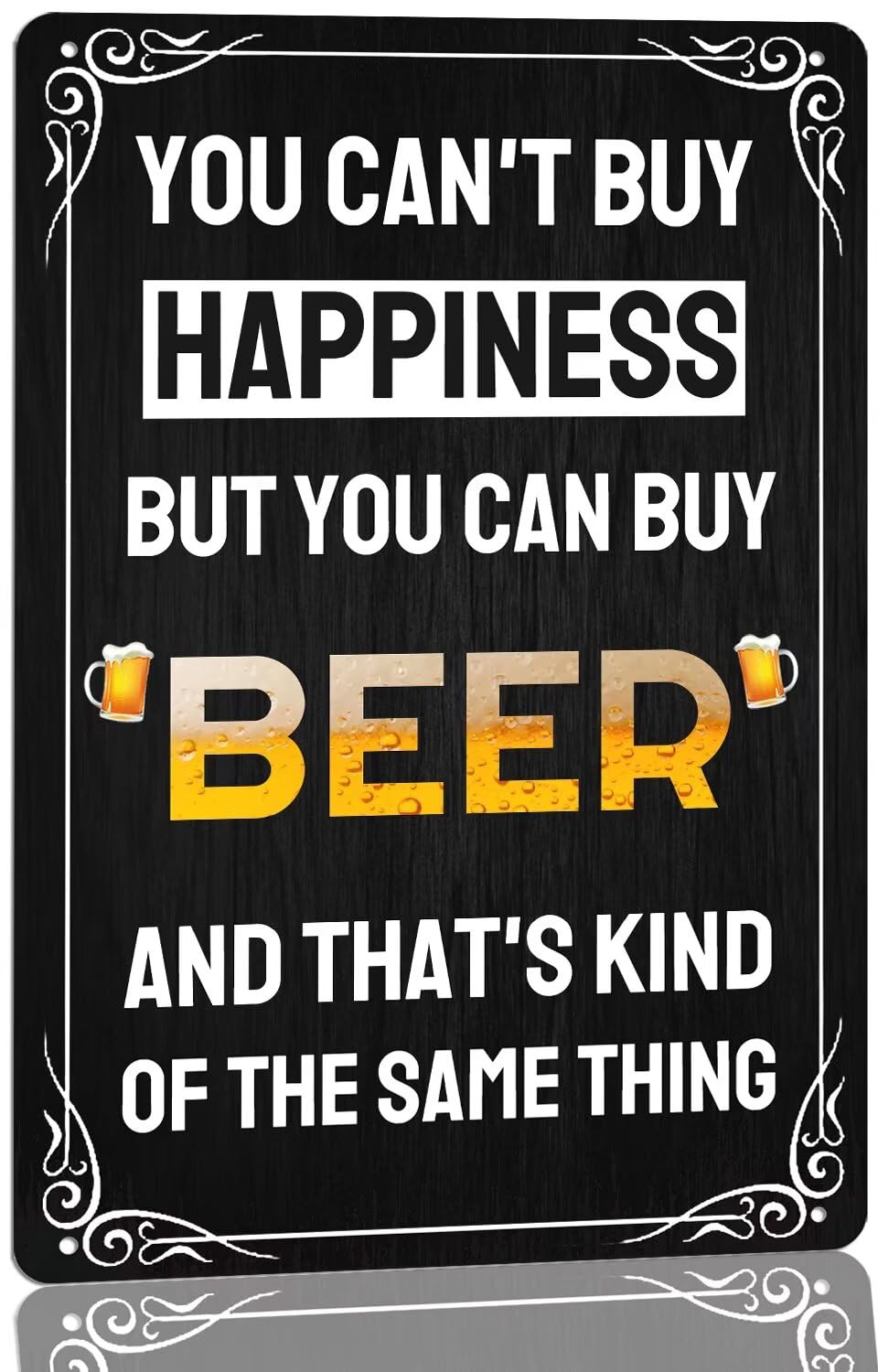 SMAZDFXX You Can't Buy Happiness But You Can Buy Beer and That's Kind of The Same Thing Tin Sign Bar Wall Decor Vintage Tin Sign For Home Wall Backyard Cafes Bar Man Cave 5.5"x8"