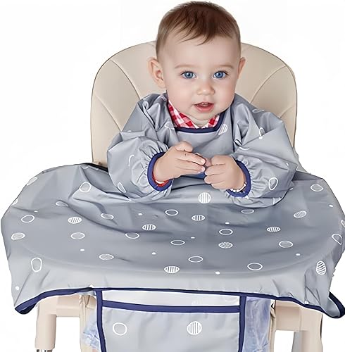 Miniatura 7 de Coverall Baby Feeding Bib for Eating,Long Sleeves Bib Attaches to Highchair and Table,Weaning Bibs