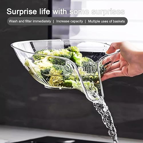 Miniatura 7 de Embudo de cesta de drenaje, cesta de drenaje multifuncional, cesta de plástico con embudo, coladores para cocina para verduras, pasta, frutas,