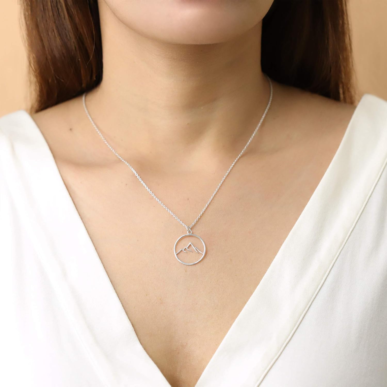 Boma Jewelry Sterling Silver Circle Mountain Pendant Necklace, 18 Inches - Image 2