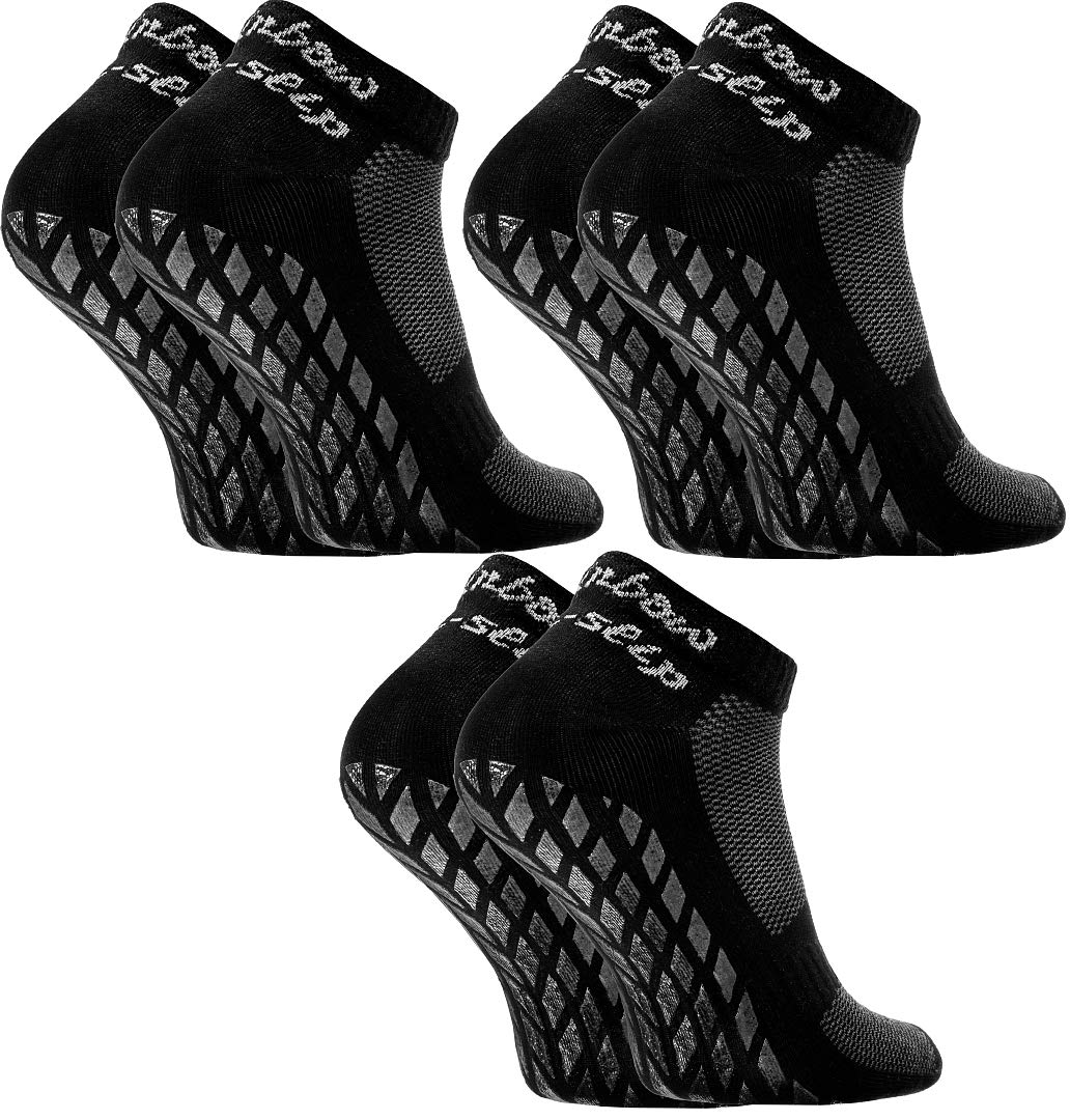Rainbow Socks - Femme Homme Blanc Gris Noir Chaussettes de Sport Antidérapantes ABS