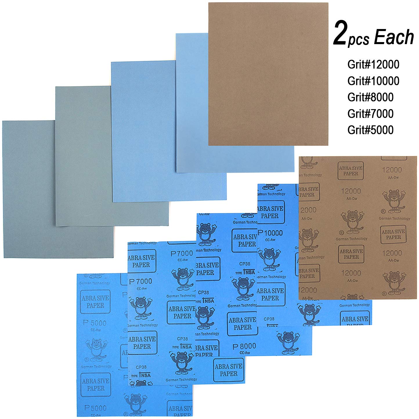 CenterZ 9x11 inch 18 Sheets Sandpaper, Wet or Dry 2000-12000 Grit 9 Assortment Sand Paper - Image 4