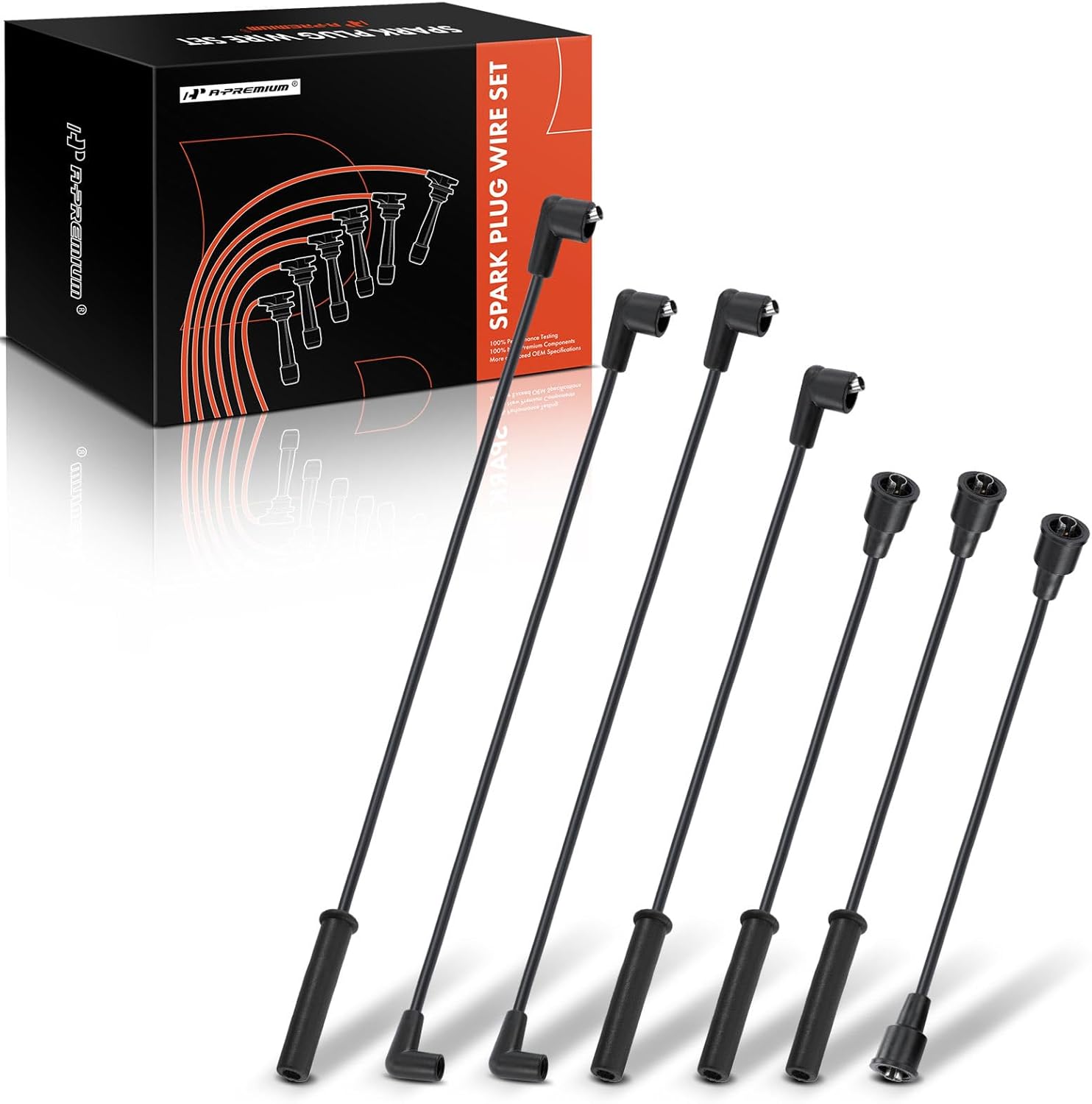 A-Premium Ignition Spark Plug Wires Set of 7 Compatible with Jeep CJ5 1977-1983, CJ7 1977-1986, CJ7 1977-1986, Scrambler 1981-1985, Wrangler 1987-1990, L6 4.2L OHV