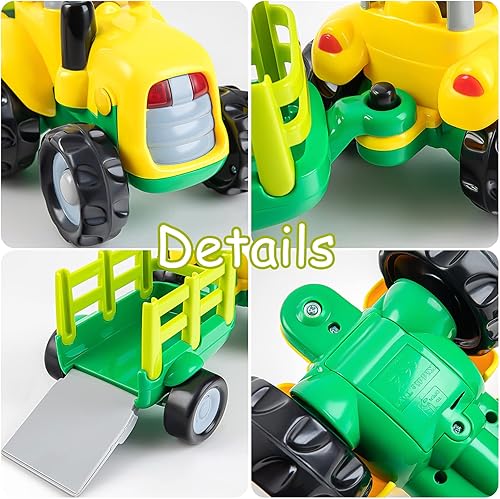 Miniatura 8 de Juguetes de tractor, juegos de tractor, adecuados para niños pequeños, vehículos de granja con efectos de luz y sonido, vienen con un conductor y