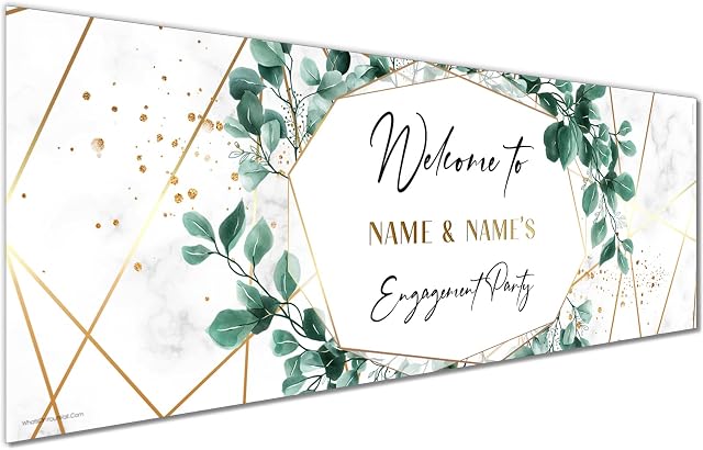 Whats On Your Wall 6ft x 1 | Personalised Engagement Banners | Engagement Party Decorations | Engagement Banners | Engagement Party Props | Bunting Banner | Engagement Party Ideas | Black Gold