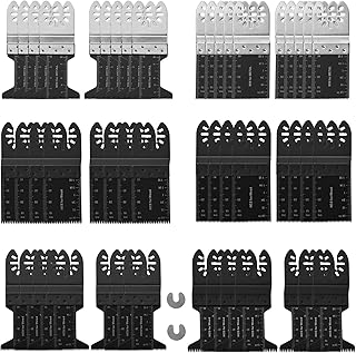 CAMWAY 50pcs Multi Tool Blades,Oscillating Saw Blades,Quick Release Saw Blades Kit, Metal Wood Plastic Oscillating Tool Blades for Sanding Grinding Cutting