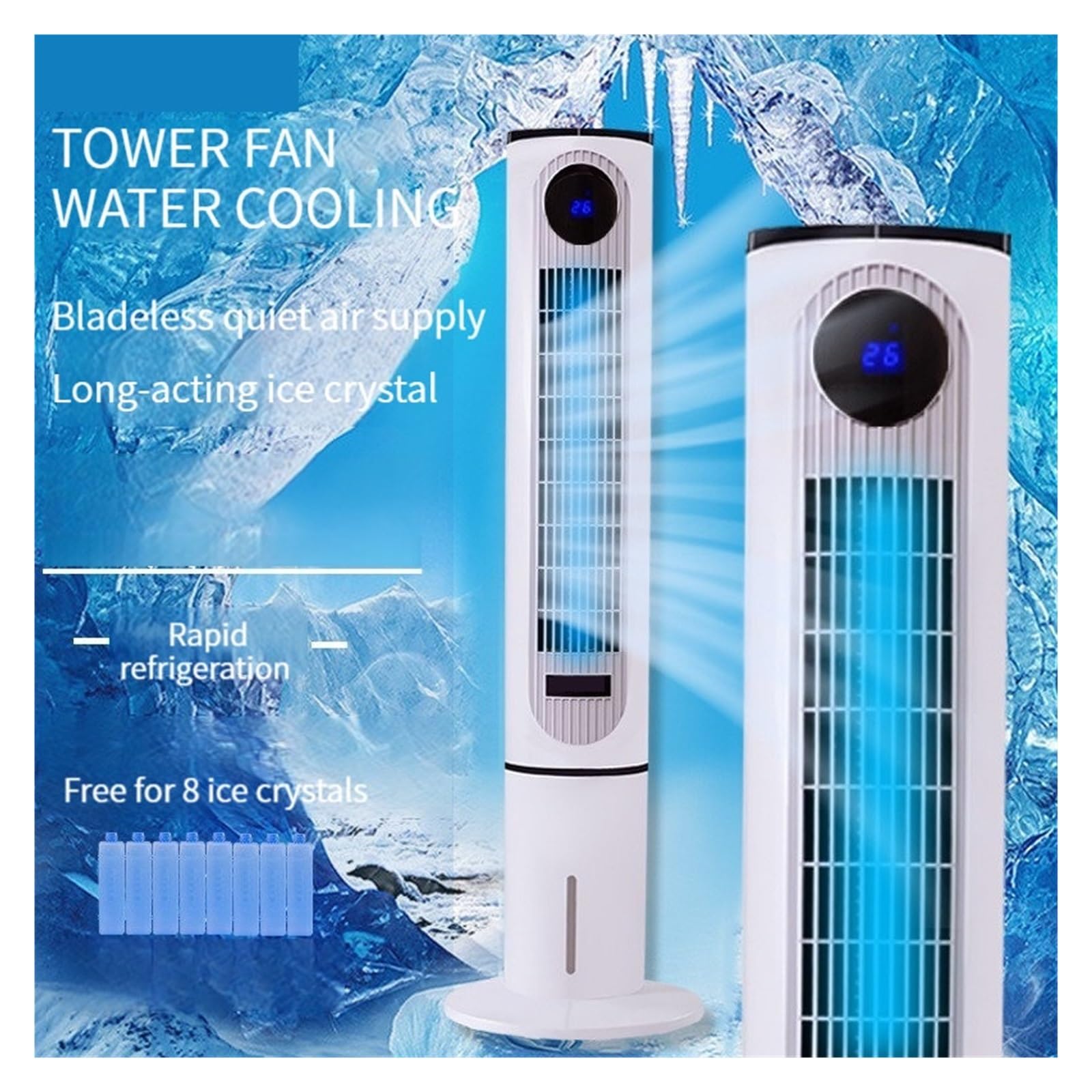 Ventilador eléctrico de torre con control remoto y humidificador, aire acondicionado refrigerado por agua para uso doméstico, fácil operación, ideal para enfriamiento de verano