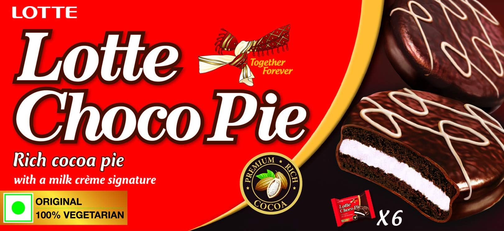 Lotte Rich Cocoa Pie, 150g - 6 Counts Box