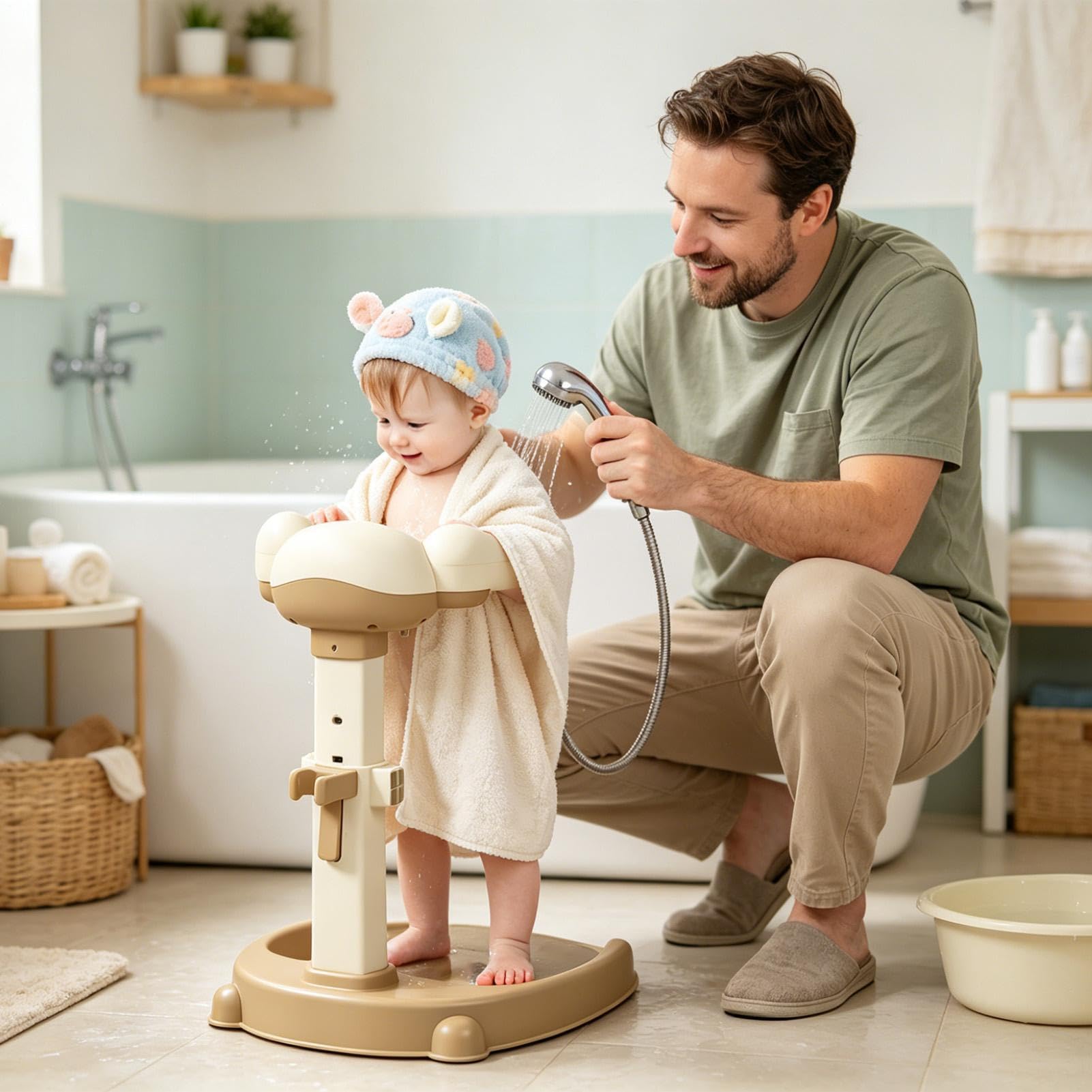 Verstellbare Duschwanne für Kinder – Rutschfeste Unterstützung für Kinder | Ideal für Badezimmer, Badewanne, Zuhause, Wohnung, Reisen, Babysicherheit, tägliches Waschen