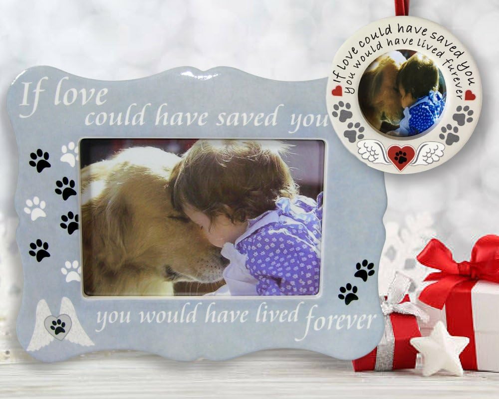 BANBERRY DESIGNS Pet Remembrance Combo de moldura e enfeite If Love