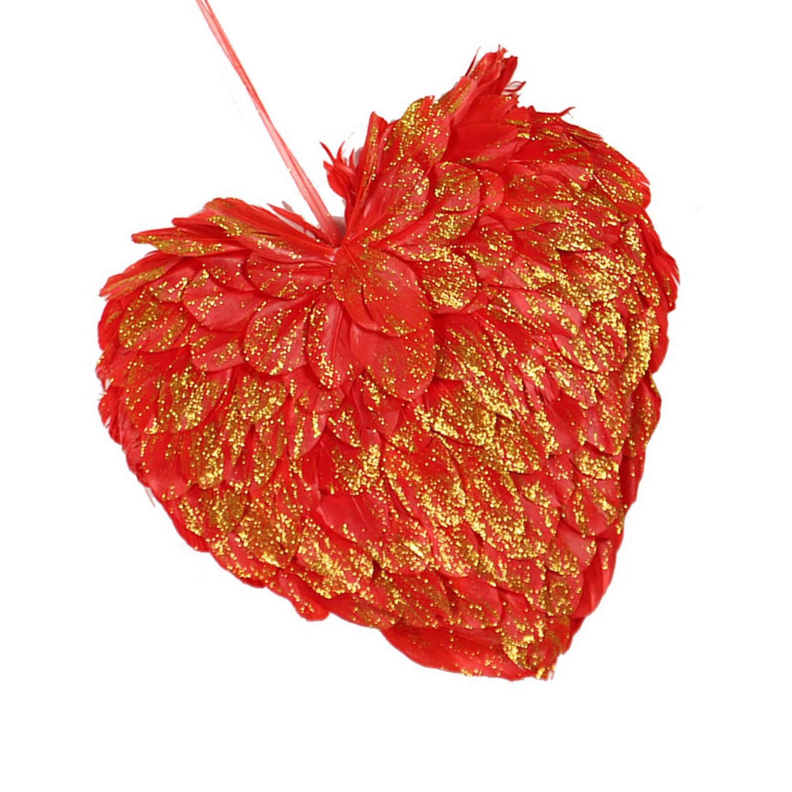 Valentine ' s Day Feathered Heart Shaped Hanging Decoration Foam Craft for Romantics Party Home Celebration Valentine ' s Day Foam Heart Feathered Hanging Decoration