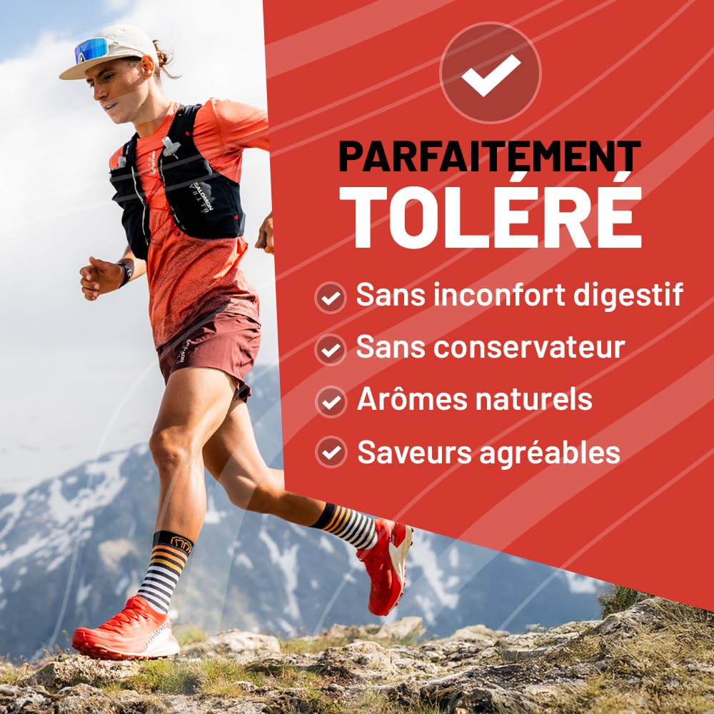 Overstim.s - Gel Red Tonic (10 sachets) - Gel énergétique pour le sport (vélo, course à pied...) - Energie instantanée - Caféine - Réduction de la fatigue - 100 kcal/gel - Saveur Menthe Eucalyptus