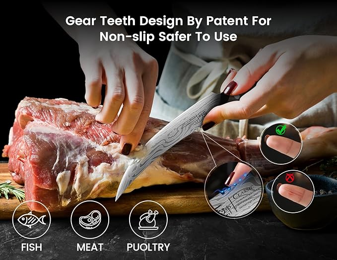 SYOKAMI Boning Knife for Meat Cutting, 6.5 Inch Fish Fillet Knife with Wood Handle