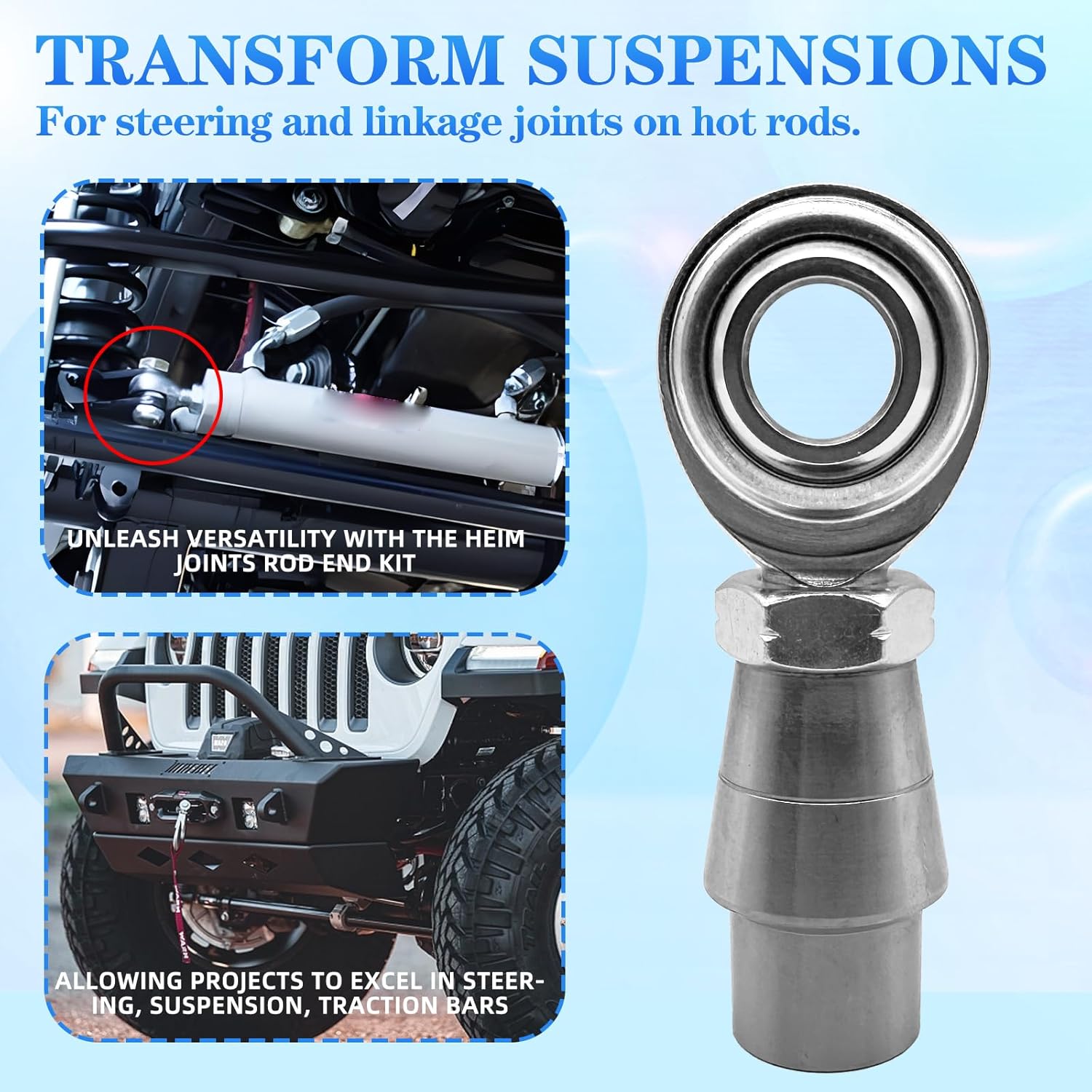 1/2 x 1/2-20 Heim Joints Rod End Kit .065 Bungs with Jam Nuts,RH & LH Hand Thread Chromoly Panhard Bar for Steering and Suspension,Traction Bars and Steering,Links Joints-2Set