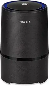 Purificador de ar de mesa, ionizador de ar, purificador de ar portátil, verdadeiro filtro de ar HEPA remove fumaça de cigarro, poeira, pólen, maus odores com cabo USB 5V e adaptador CA de 110 V (grão de madeira preta)