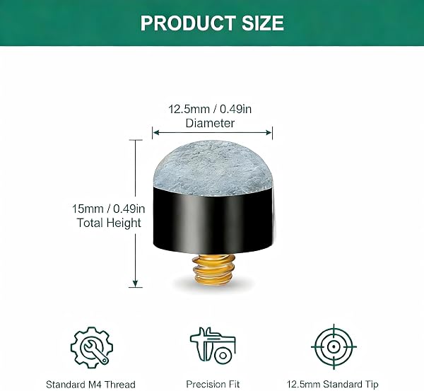 AEUXZA Lot de 20 Embouts de Queue de Billard à Visser 12mm, Procédés de Remplacement avec Virole, Accessoires Réparation Canne Billard, Pool Snooker Cue Tips - 2