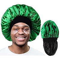 Vista 12 de Gorro para Hombre, Gorro de Satén para Dormir, Gorros de Doble Capa de Satén para Mujeres Negras con Cabello Rizado y Trenzas, Gorra Reversible