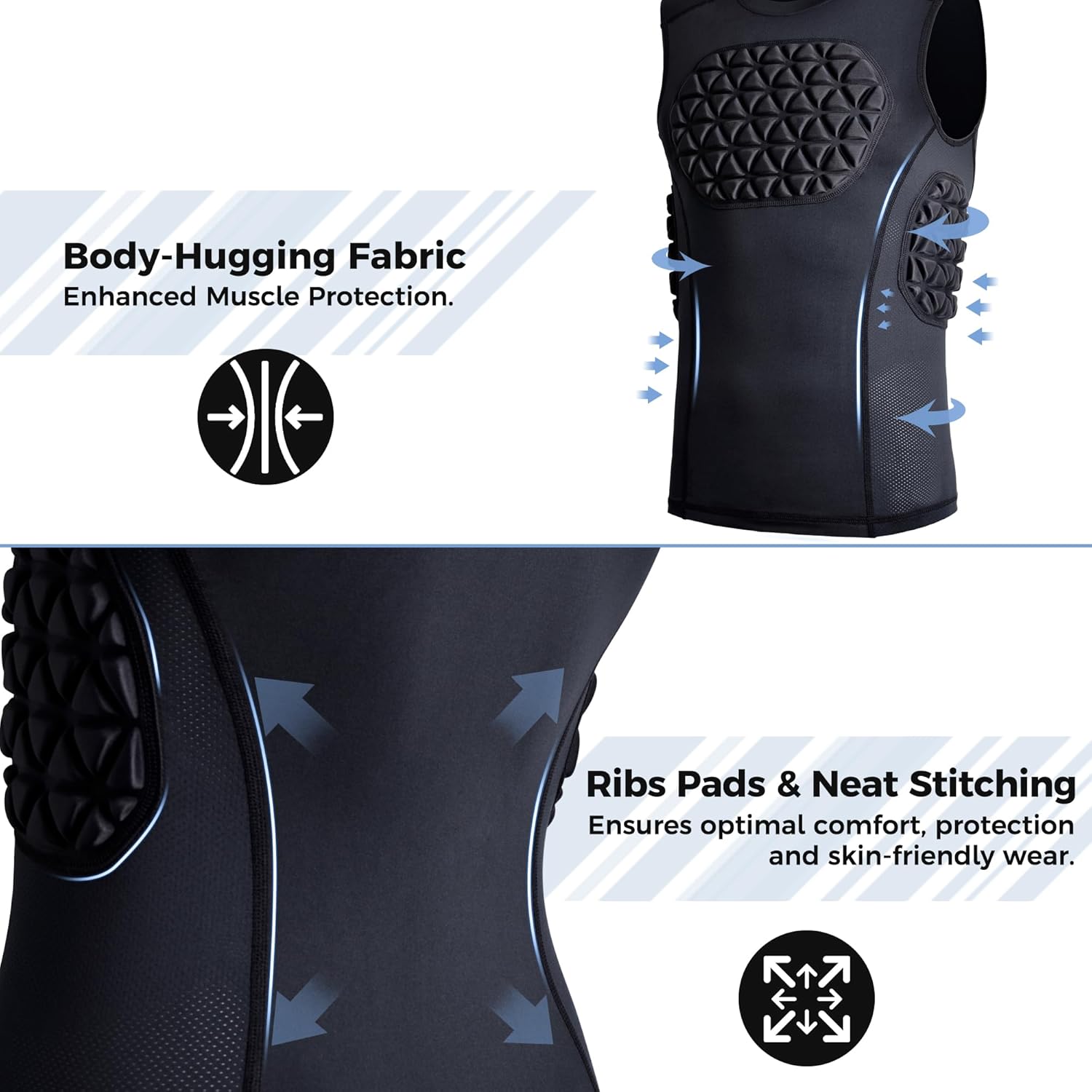 Youth Baseball Football Chest Rib Protector Padded Compression Shirt Support Softball Lacrosse Heart Sternum Guard - Image 3