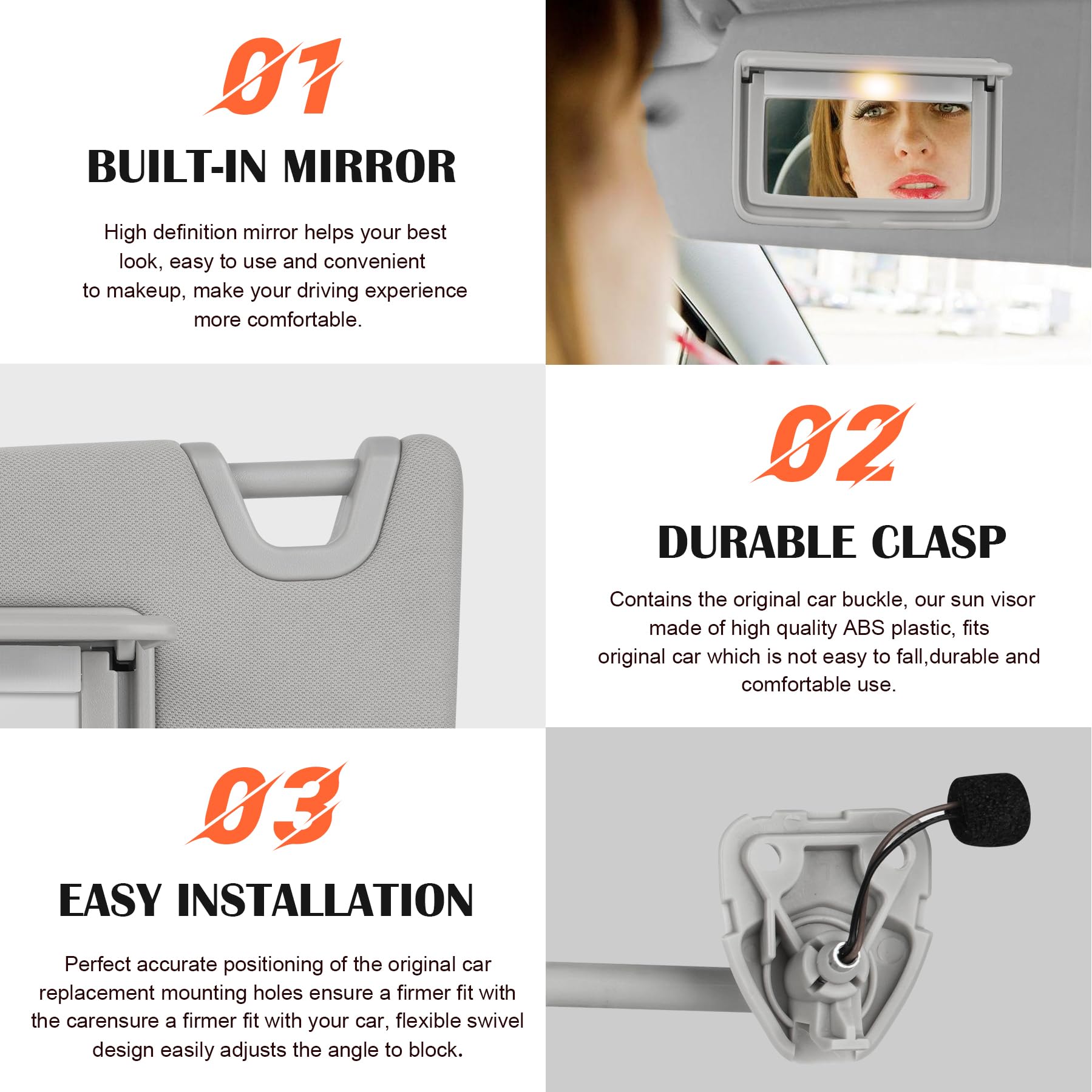 Amazon.com: Gray Driver Left + Passenger Right Side Sun Visor
