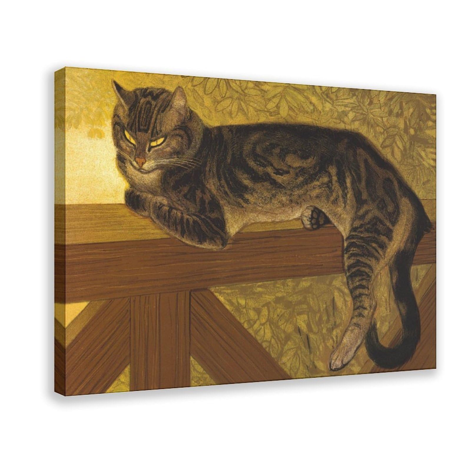DFJyjFGJJ Théophile Alexandre Steinlen Summer Cat on A Balustrade Canvas Poster And Wall Art Picture Print Modern Family Bedroom Decor 24" L X 36" W