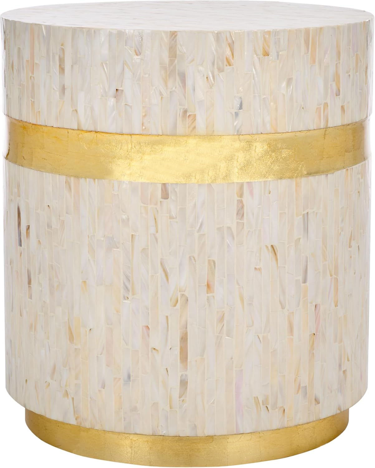 Safavieh Home Collection Perla Mosaic Round Pink Champagne and Gold Side Table