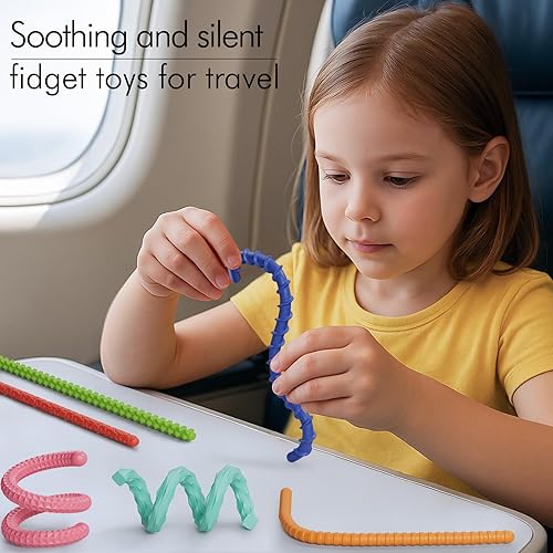 Miniatura 5 de Juguetes sensoriales antiestrés para niños y adultos, 6 unidades de palos flexibles para aliviar el estrés y la ansiedad autista, TDAH, calma,