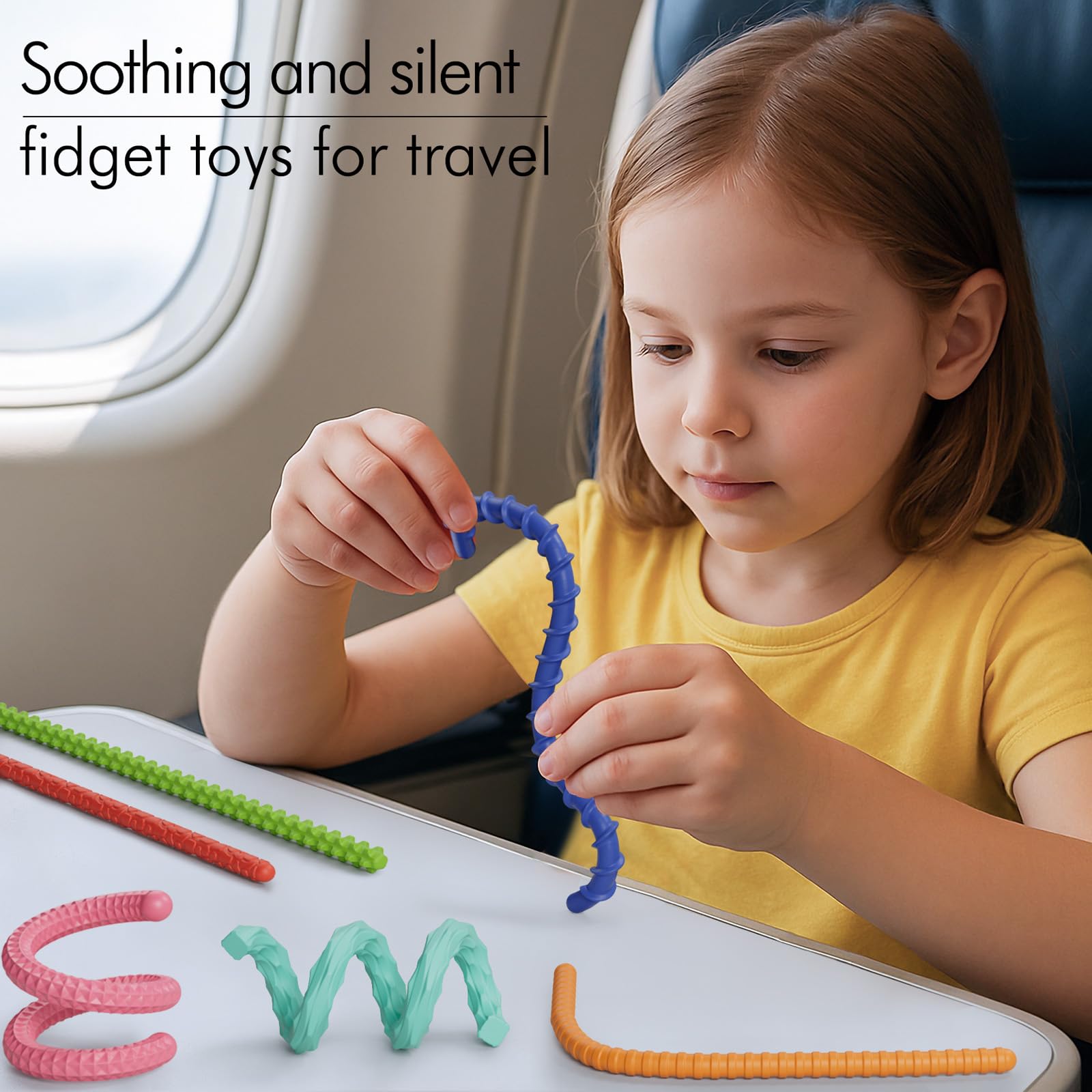 Giocattoli sensoriali per bambini e adulti, 6 bastoncini sensoriali flessibili per stress, ansia, autistico, ADHD, calma da viaggio in aereo, giocattoli essenziali per adolescenti e bambini