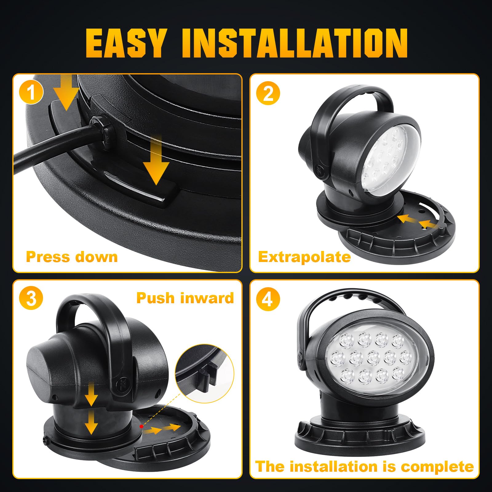 Willpower 50W Led strahler außen mit magnetfuß, Led arbeitsscheinwerfer mit Fernbedienung, LED Suchscheinwerfer für Geländewagen ATV Trucks Boote und mehr