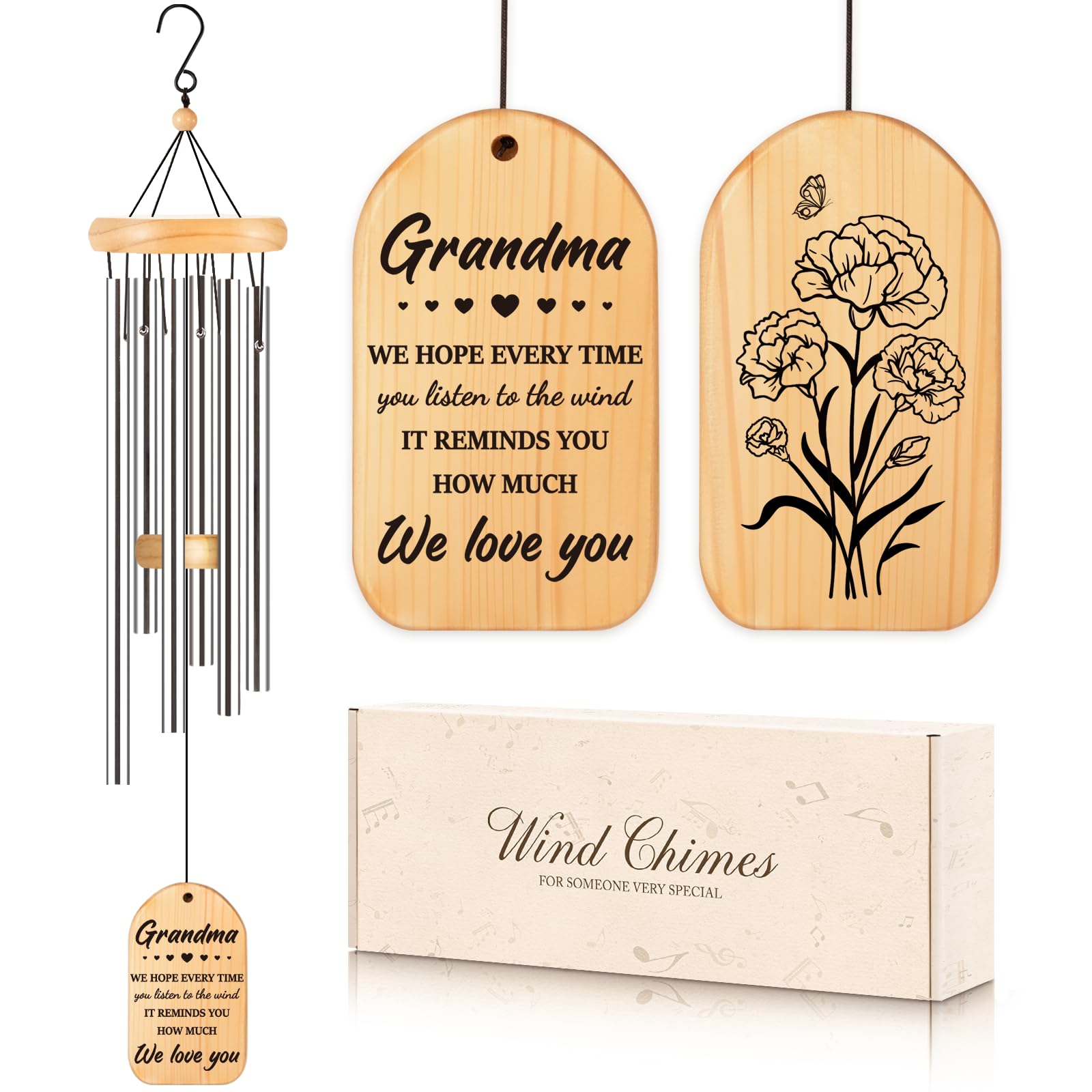 Gifts for Grandma, Grandma Birthday Gifts, Grandma Wind Chimes, Best Christmas Mothers Day Thanksgiving Present for Grandmother, Nana, Granny