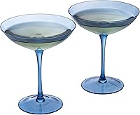 Vista 2 de The Wine Savant Champagne Coupes - Copas de champán coloridas de 12 onzas, Prosecco, juego de copas de mimosa, juego de copas de cóctel, cristalería