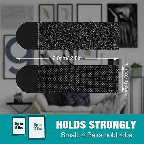 Miniatura 2 de Zonon 40 pares (80 tiras) de tiras para colgar cuadros, kit de colgador de cuadros, tiras resistentes, tiras extraíbles de gancho y bucle, cinta